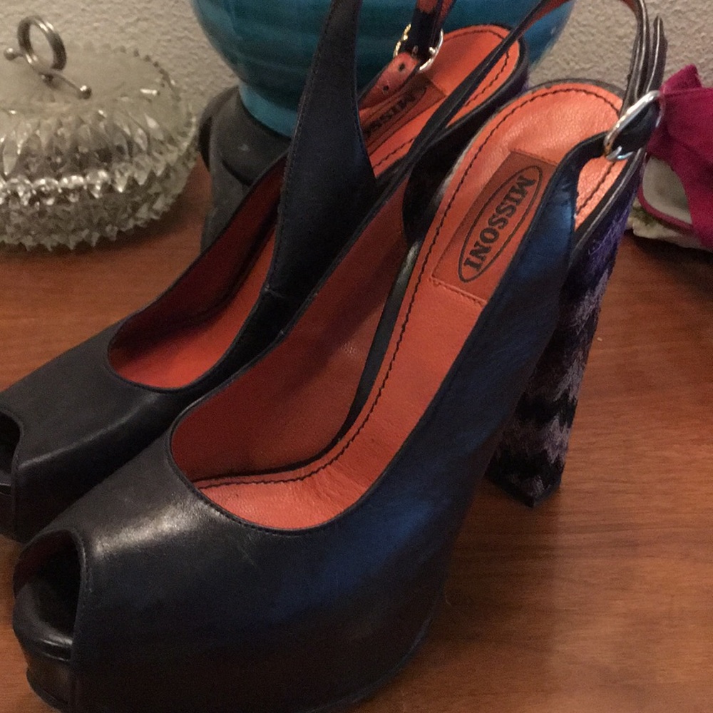 Missoni black leather sling back size 37.5